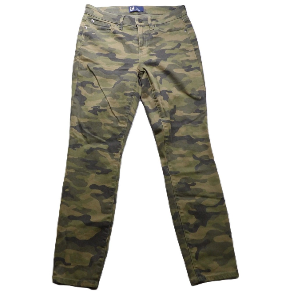 GAP Curvy Legging Jeans Women 29 High Rise Olive Green Camo Stretch Skinny Denim